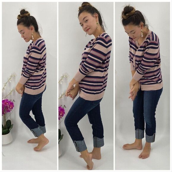 Halogen Cardigan NWT Striped Blue/Coral/Pink XS - Picture 3 of 9